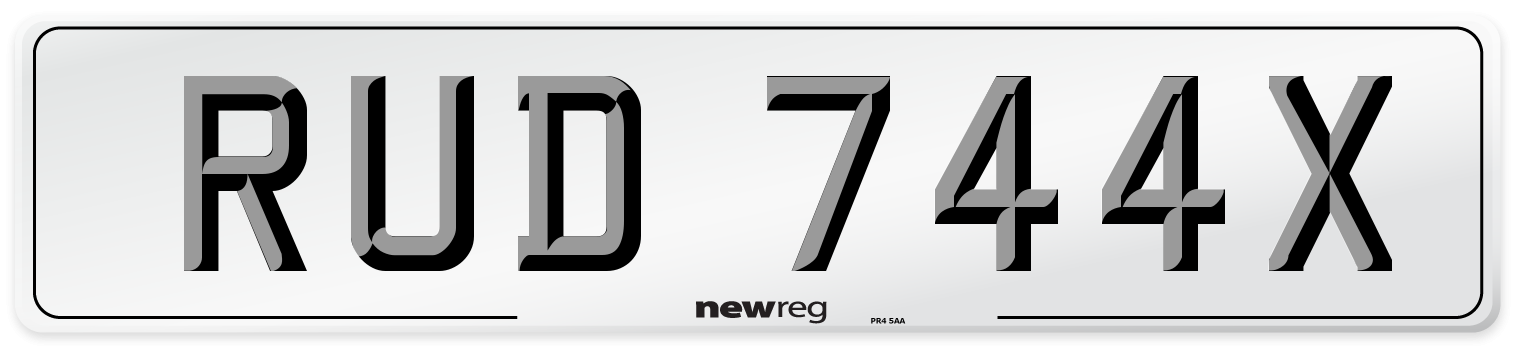 RUD 744X Number Plate from New Reg